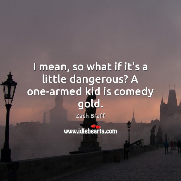 I mean, so what if it’s a little dangerous? A one-armed kid is comedy gold. Zach Braff Picture Quote