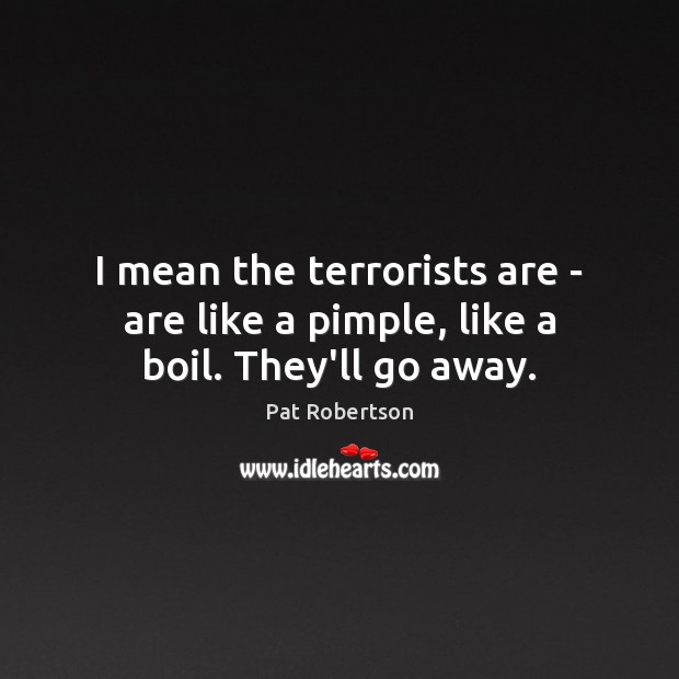 I mean the terrorists are – are like a pimple, like a boil. They’ll go away. Pat Robertson Picture Quote