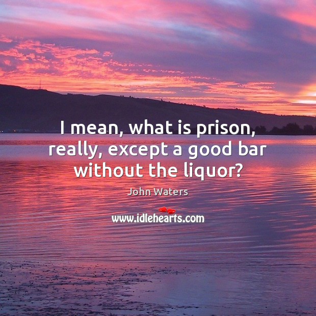 I mean, what is prison, really, except a good bar without the liquor? John Waters Picture Quote