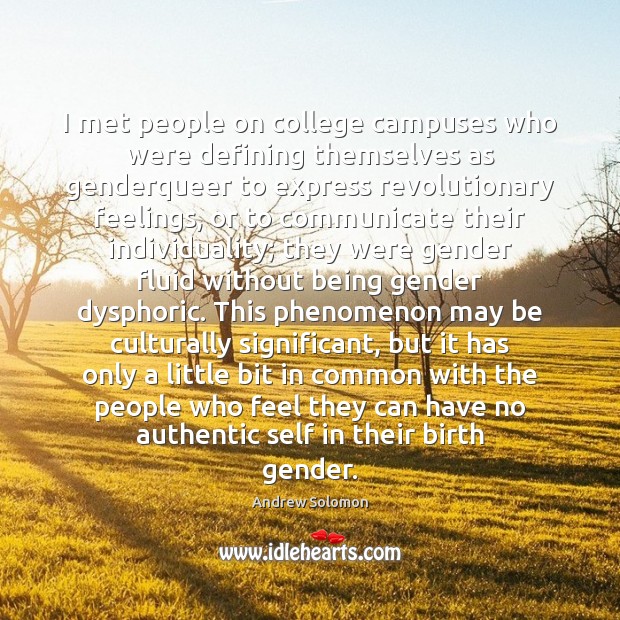 I met people on college campuses who were defining themselves as genderqueer Andrew Solomon Picture Quote