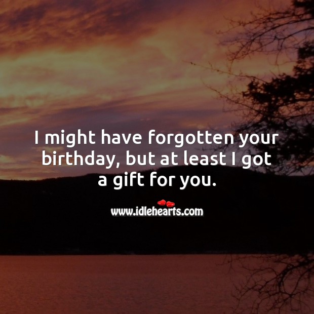 I might have forgotten your birthday, but at least I got a gift for you. Happy Birthday Messages Image