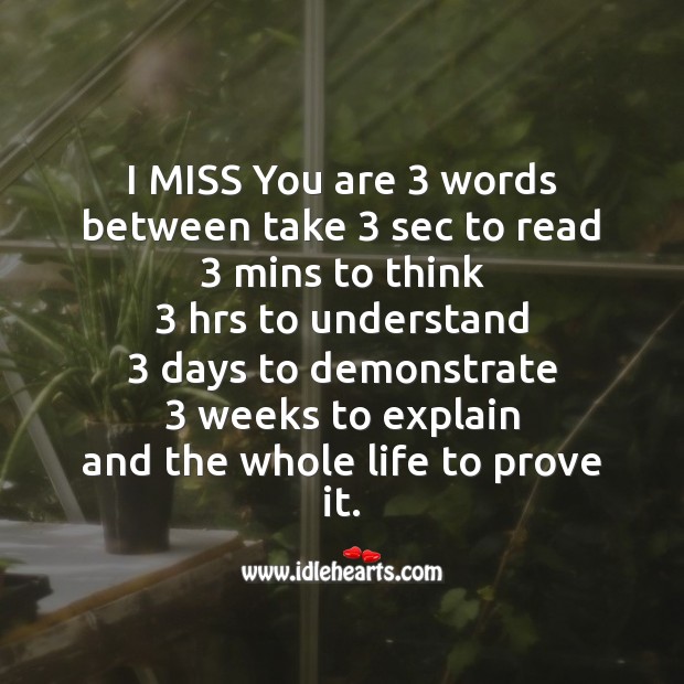 I miss you are 3 words Missing You Messages Image