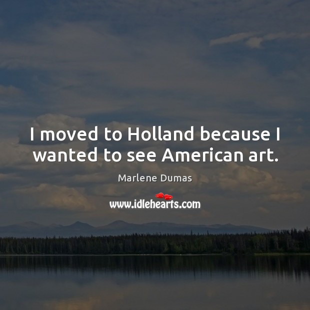 I moved to Holland because I wanted to see American art. Marlene Dumas Picture Quote