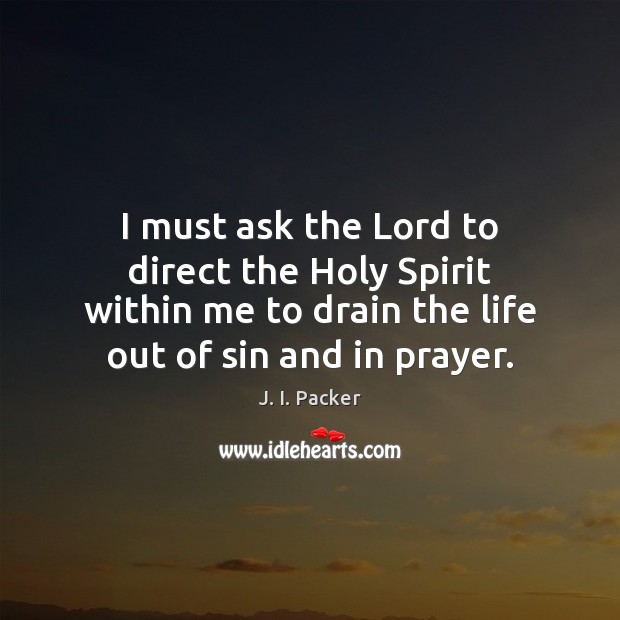I must ask the Lord to direct the Holy Spirit within me J. I. Packer Picture Quote
