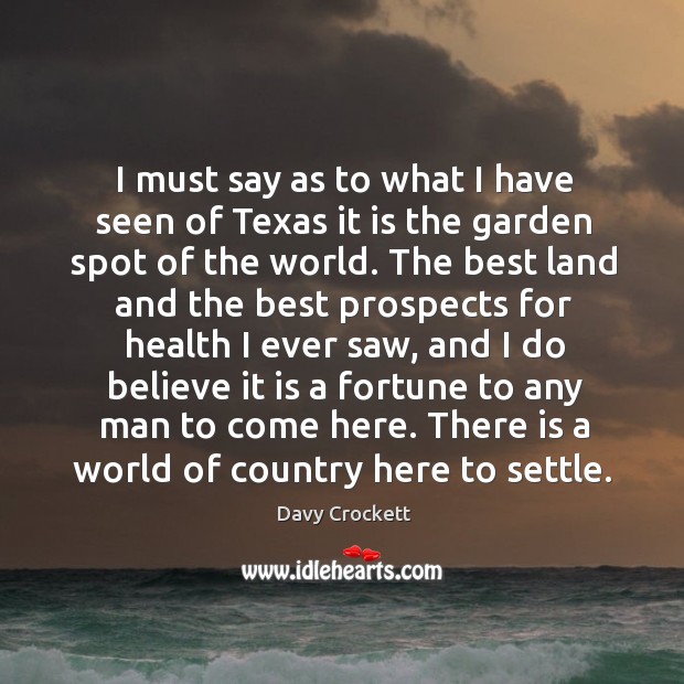 I must say as to what I have seen of Texas it Davy Crockett Picture Quote