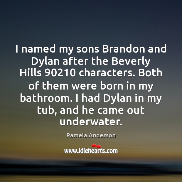 I named my sons Brandon and Dylan after the Beverly Hills 90210 characters. Pamela Anderson Picture Quote