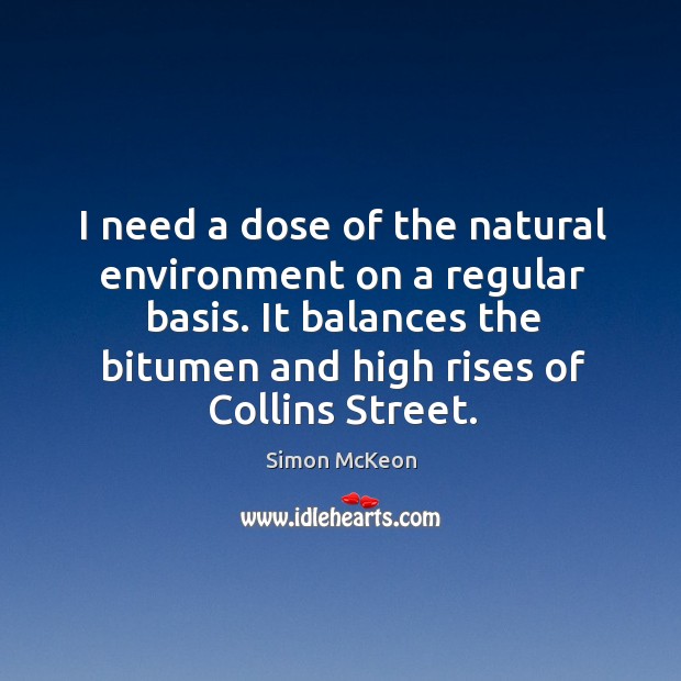 I need a dose of the natural environment on a regular basis. Simon McKeon Picture Quote
