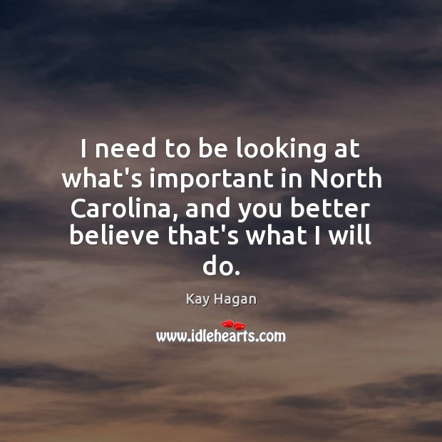 I need to be looking at what’s important in North Carolina, and Kay Hagan Picture Quote