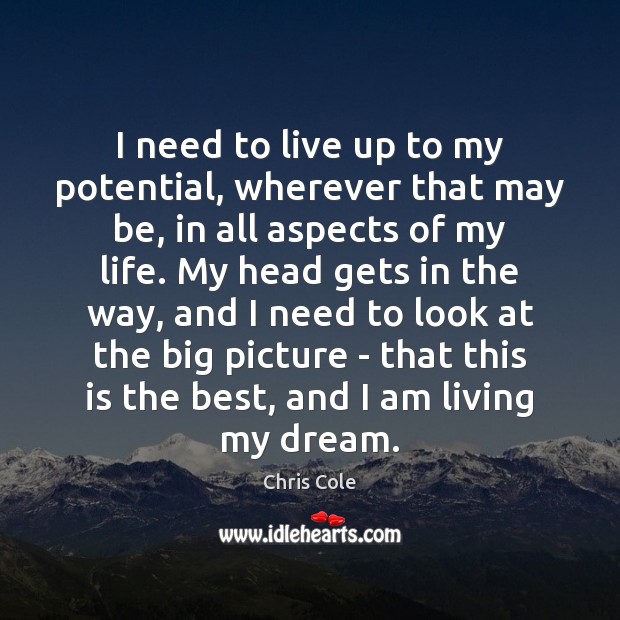 I need to live up to my potential, wherever that may be, Image