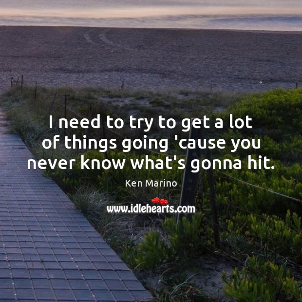 I need to try to get a lot of things going ’cause you never know what’s gonna hit. Ken Marino Picture Quote