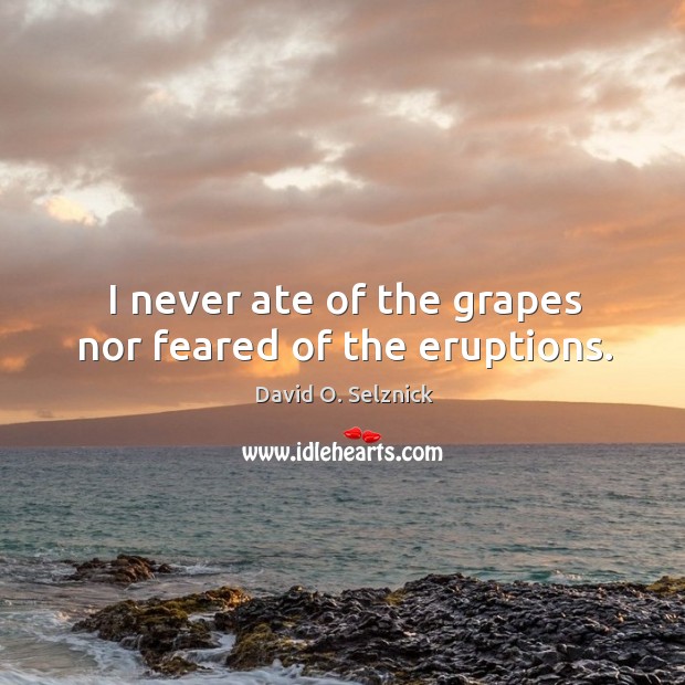 I never ate of the grapes nor feared of the eruptions. David O. Selznick Picture Quote