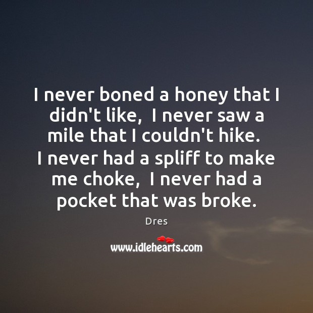 I never boned a honey that I didn’t like,  I never saw Dres Picture Quote