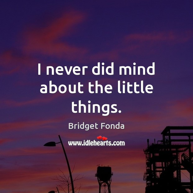 I never did mind about the little things. Image
