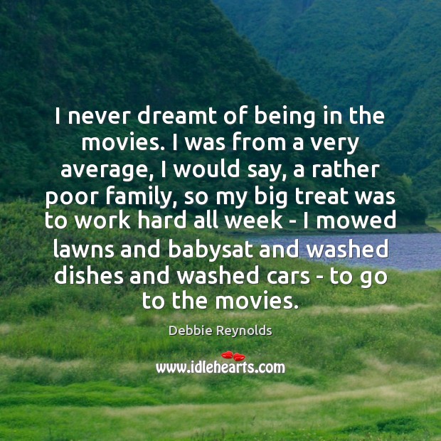 I never dreamt of being in the movies. I was from a Debbie Reynolds Picture Quote