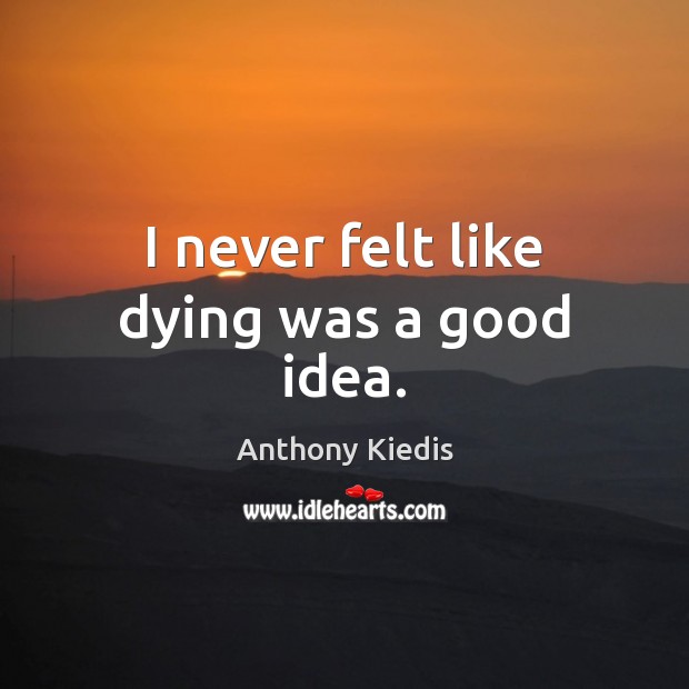 I never felt like dying was a good idea. Image