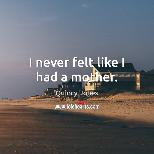 I never felt like I had a mother. Quincy Jones Picture Quote