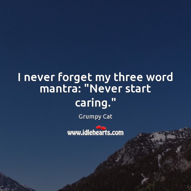 I never forget my three word mantra: “Never start caring.” Care Quotes Image