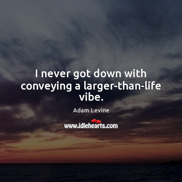 I never got down with conveying a larger-than-life vibe. Adam Levine Picture Quote