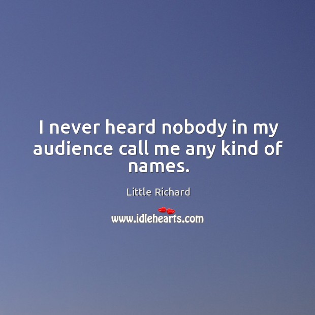 I never heard nobody in my audience call me any kind of names. Little Richard Picture Quote