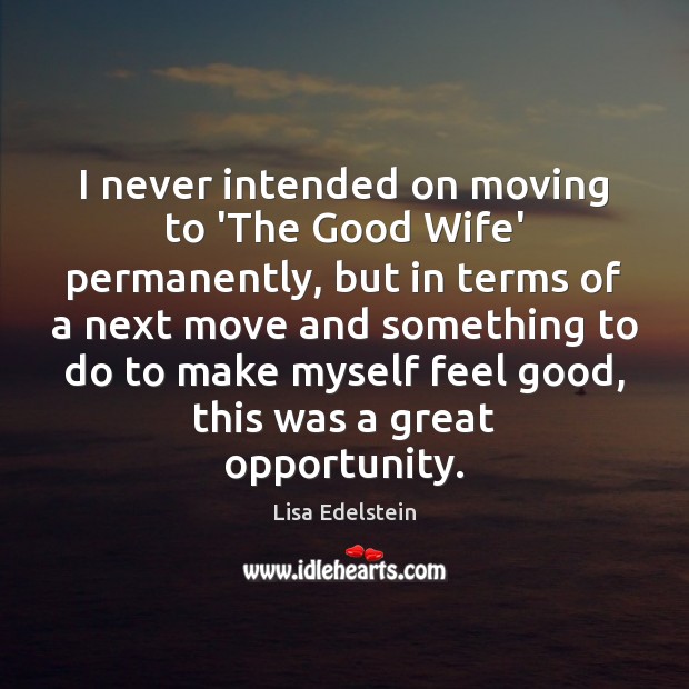 I never intended on moving to ‘The Good Wife’ permanently, but in Lisa Edelstein Picture Quote