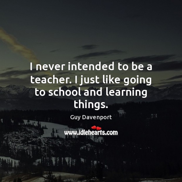 I never intended to be a teacher. I just like going to school and learning things. Image