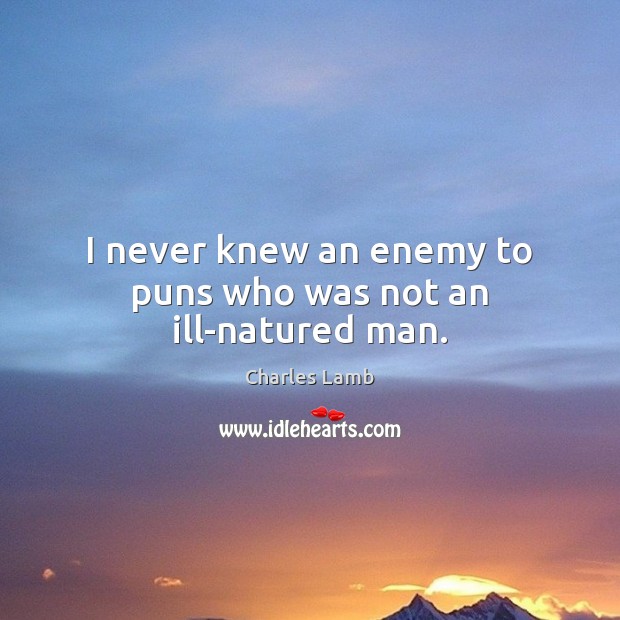 I never knew an enemy to puns who was not an ill-natured man. Image