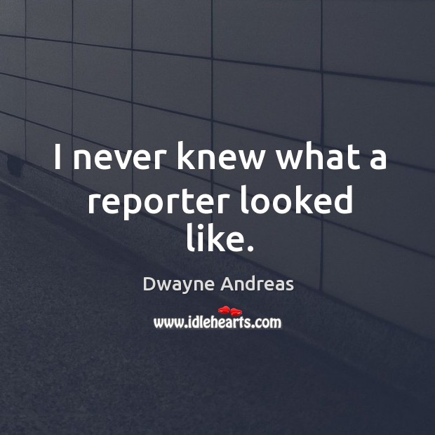 I never knew what a reporter looked like. Dwayne Andreas Picture Quote