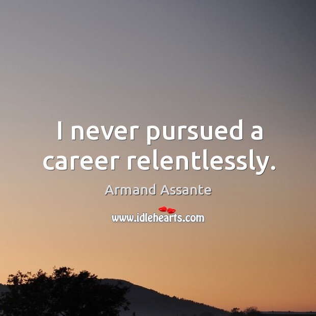 I never pursued a career relentlessly. Image