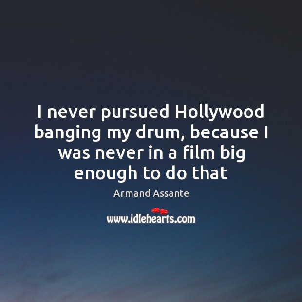 I never pursued Hollywood banging my drum, because I was never in Armand Assante Picture Quote