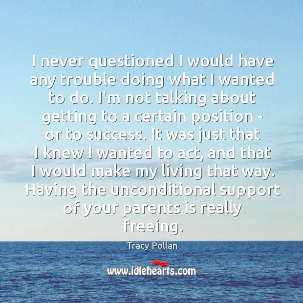 I never questioned I would have any trouble doing what I wanted Tracy Pollan Picture Quote