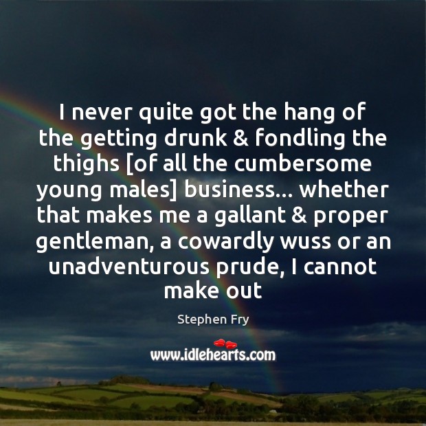 I never quite got the hang of the getting drunk & fondling the Stephen Fry Picture Quote