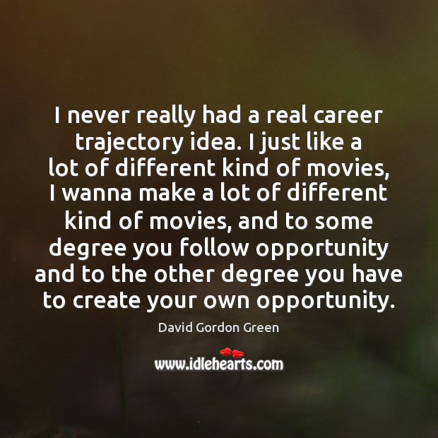 I never really had a real career trajectory idea. I just like David Gordon Green Picture Quote