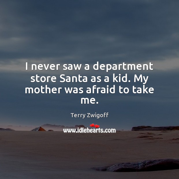 I never saw a department store Santa as a kid. My mother was afraid to take me. Terry Zwigoff Picture Quote