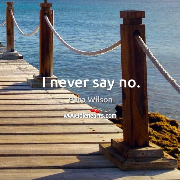 I never say no. Peta Wilson Picture Quote