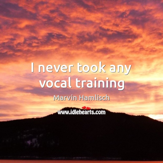 I never took any vocal training Marvin Hamlisch Picture Quote