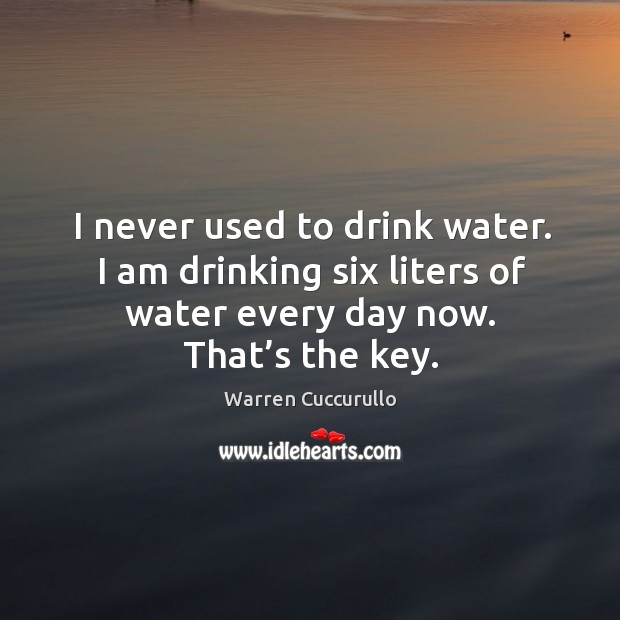 I never used to drink water. I am drinking six liters of water every day now. That’s the key. Warren Cuccurullo Picture Quote