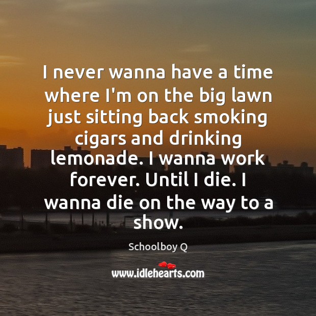 I never wanna have a time where I’m on the big lawn Schoolboy Q Picture Quote