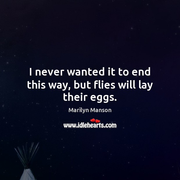 I never wanted it to end this way, but flies will lay their eggs. Marilyn Manson Picture Quote