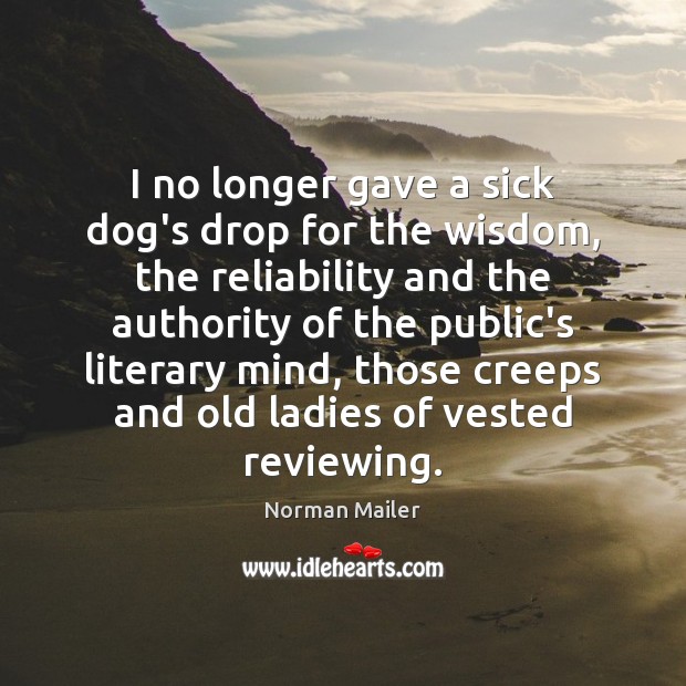 I no longer gave a sick dog’s drop for the wisdom, the Norman Mailer Picture Quote