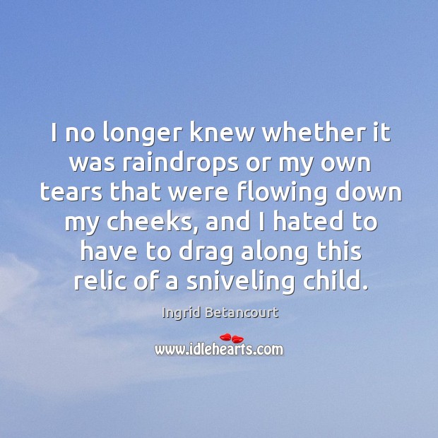 I no longer knew whether it was raindrops or my own tears Ingrid Betancourt Picture Quote