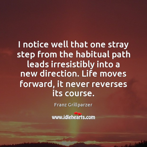I notice well that one stray step from the habitual path leads Franz Grillparzer Picture Quote