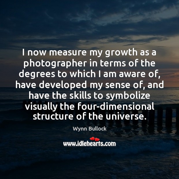 I now measure my growth as a photographer in terms of the Wynn Bullock Picture Quote