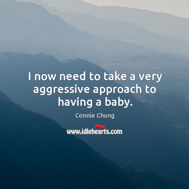 I now need to take a very aggressive approach to having a baby. Connie Chung Picture Quote