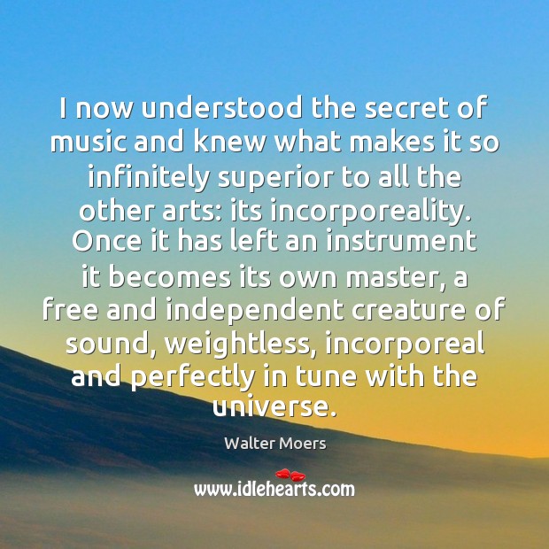 I now understood the secret of music and knew what makes it Walter Moers Picture Quote
