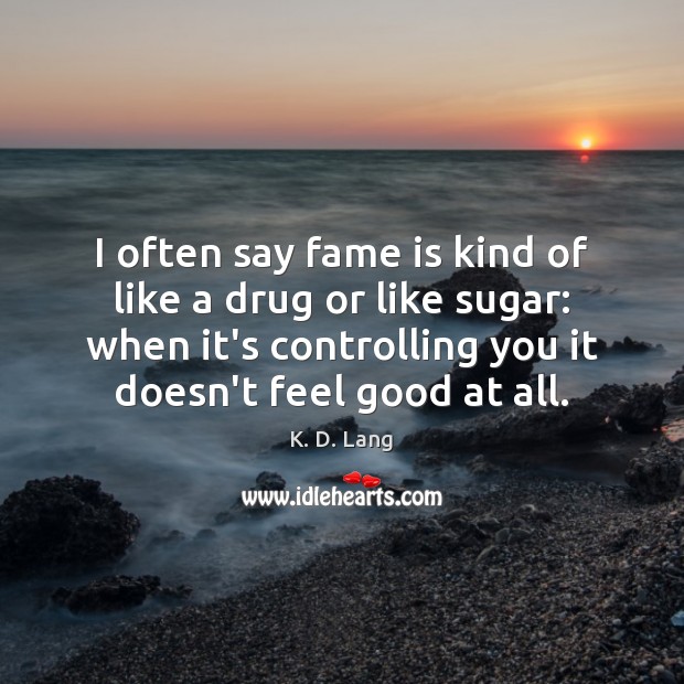 I often say fame is kind of like a drug or like K. D. Lang Picture Quote