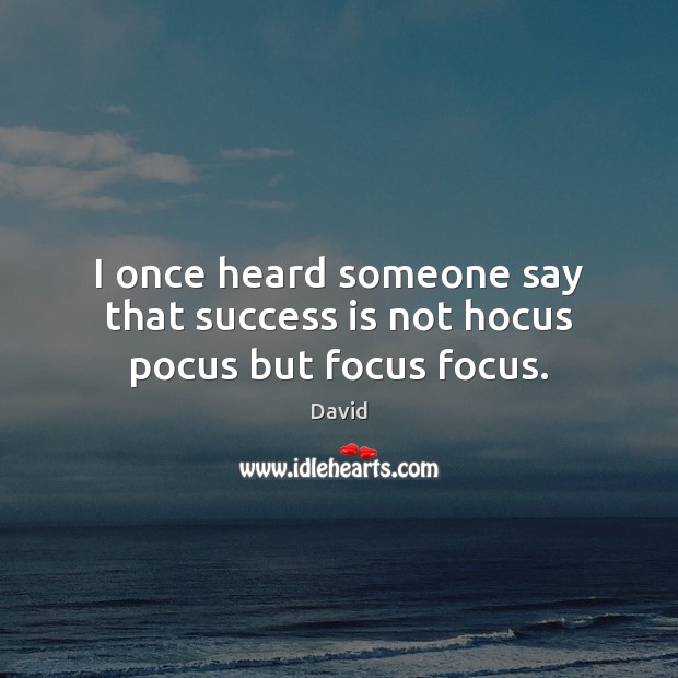 I once heard someone say that success is not hocus pocus but focus focus. David Picture Quote
