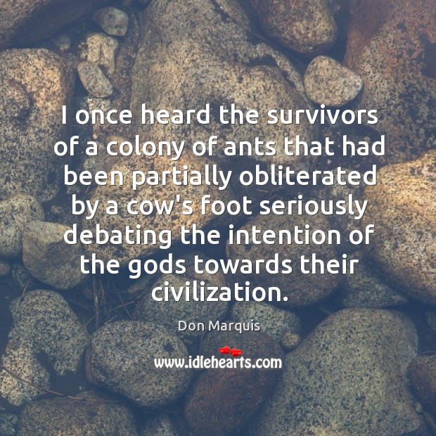 I once heard the survivors of a colony of ants that had Don Marquis Picture Quote