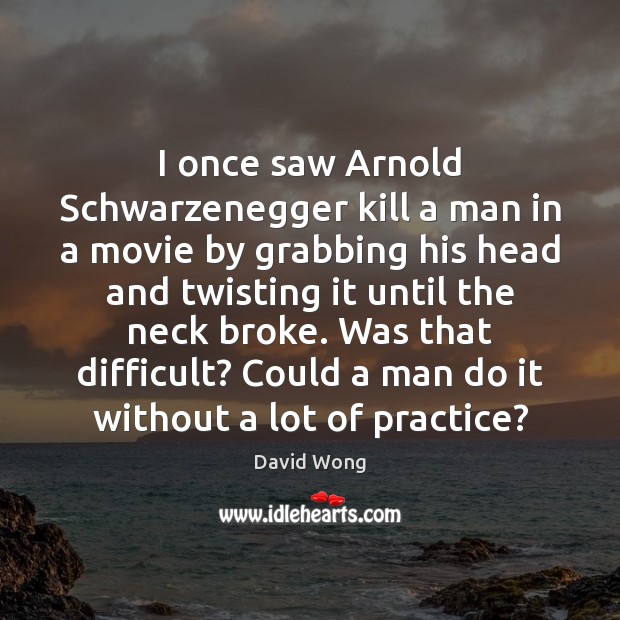 I once saw Arnold Schwarzenegger kill a man in a movie by David Wong Picture Quote