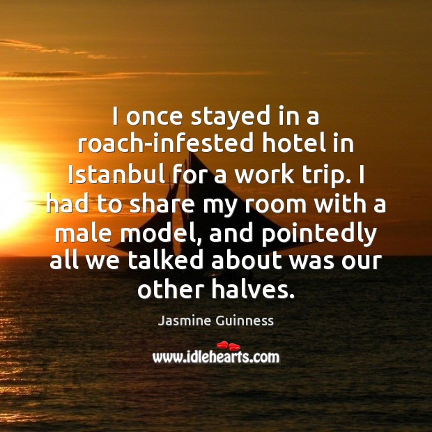 I once stayed in a roach-infested hotel in Istanbul for a work Jasmine Guinness Picture Quote