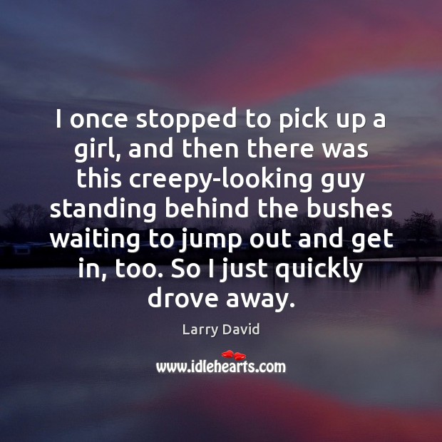 I once stopped to pick up a girl, and then there was Larry David Picture Quote
